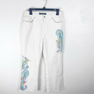 RALPH LAUREN JEANS White Paisley Print High Rise Bootcut Jeans, Size 8P